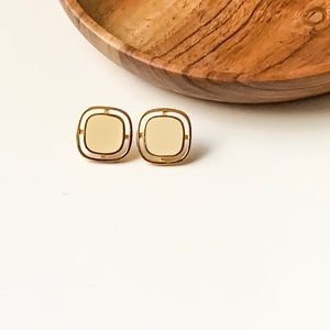 Soft square enameled earrings